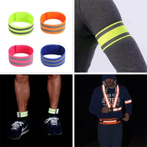 Reflective Bands Elasticated Armband Wristband Ankle Leg Straps Safety Reflector Tape Straps for Night Jogging Walking Biking