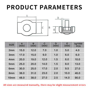 5/10pcs Clamps, Wire Cord Clamps, Stainless Steel 304 Cable Clamps, Wire Rope Steel Cable Fixing Clip M2-M3-M4-M5-M6-M8