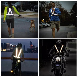 Universal Reflective Straps Night Running Riding Clothing Vest Adjustable Safety Vest Elastic Band Reflective Safety Jacket