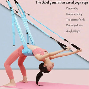 Adjustable Aerial Yoga Strap Elastic Stretch Door Hanging Yoga Belts Hammock Swing Fitness Handstand Rope Training Device Women