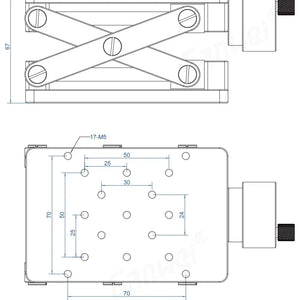 High Precise Z-Axis Manual Lift Platform 120x80 Aluminum Alloy Lifting Table 55mm Optical Sliding Lifting Displacement Platform