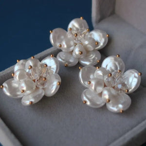 Texture Porcelain Piece Pearl Flower Patch Bag Earrings Hair Ornament Material Accessories Hair Clip Grab Clip Handmade Applique