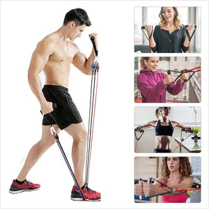 11pcs/Set Pull Rope, Resistance Bands, Portable Fitness Equipment, Ankle Strap, Chest Expander, Elastic Exercise Band