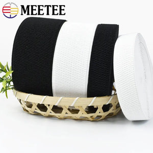 Meetee 1-5Meters 25-100mm Black White Elastic Band Stretch Strap Webbing Belt DIY Clothing Garment Sewing Crafts Accessories