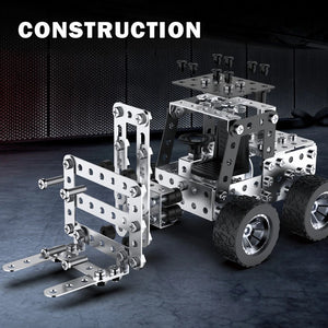 Metal Assembly Block Toy Simulation Forklift Excavator Car Model Children DIY Screws And Nuts Assembly Vehicle Boys Gifts