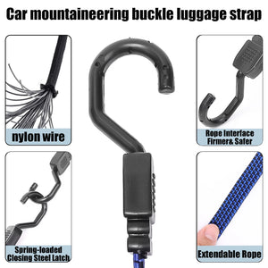 Stretch Car Luggage Cords Heavy Duty Elastic Wide Flat Bungees Cords Rack Strap Hooks Storage Accessories for Motorcycle