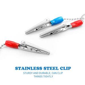 WINOMO 6pcs Metal Neck Strap Napkin Clip Lanyard Neck Strap Baby Elderly Adult Towel Apron Bib Clip and Ball Chain Clips