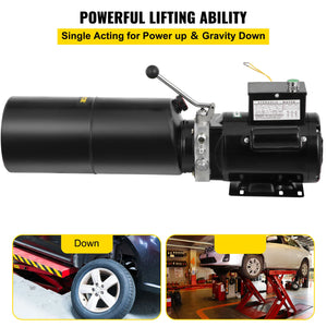 VEVOR Car Lift Hydraulic Pump with 10L Tank Single Phase 220V 110V Power Unit Vehicle Hoist for Auto Repair and Aerial Platform