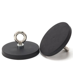 5Pcs D22/31/43/66/88mm Round Rubber-Coated Magnet Hook Strong Neodymium Magnets Fishing Rubber Coated Lifting Ring Magnets Hooks