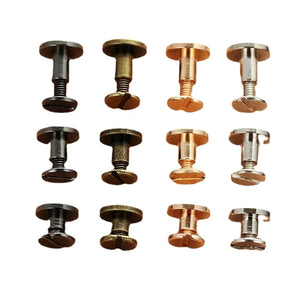 10Sets Luggage Leather Metal Craft Solid Screw Nail Rivet Double Curved Head Belt Strap Rivets Book Screws Buttons Snap