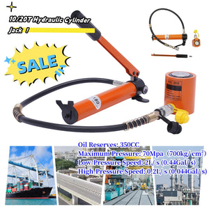 10/20T Hydraulic Cylinder Jack CP-180 Manual Hydraulic Hand Pump 0.43/0.512inch Stroke Single Acting Lifting Cylinders