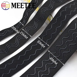 5/10Meters 2-4cm Wave Non-slip Elastic Band Stretch Rubber Tapes Garment Sport Pants Belt Underwear Strap DIY Sewing Accessories