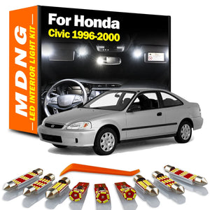 MDNG 9Pcs Canbus Car LED Interior Light Kit For Honda Civic 1996 1997 1998 1999 2000 Dome Map Reading Trunk License Plate Lamp