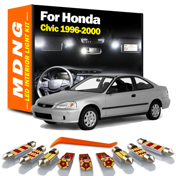 MDNG 9Pcs Canbus Car LED Interior Light Kit For Honda Civic 1996 1997 1998 1999 2000 Dome Map Reading Trunk License Plate Lamp