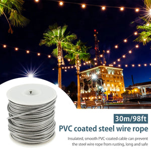 Heavy Duty Cable Rope Garden Wire Cable 304 PVC Coated Stainless Steel Railing Wire Fence Roll Kits for Outdoor Tent Rope