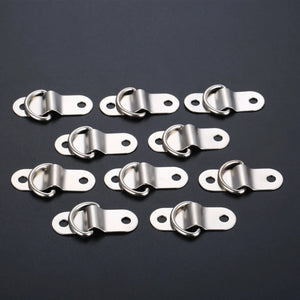 10Pcs Boat Trailers D Ring Durable Tie Down Hook Rope Cleat Load Anchor Metal Flat Seamless D Ring D Button Half Round Buckle