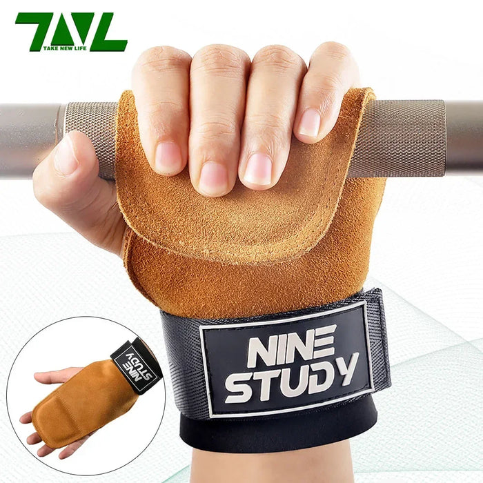 1Pair Gym Fitness Gloves Straps Grips Anti-Skid Weight power belt Lifting Pads Workout Exercise Protection Cowhide Microfiber