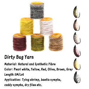 WIFREO 10M Dubbing Rope Dirty Bug Yarn Thread Line Mottled Caddis Worm Dry Fly Shrimp Tying Fibrous Fly Tying Materials