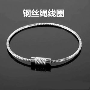 10Pcs 1.5/2mm EDC Keychain Tag Rope Stainless Steel Wire Cable Loop Screw Lock Gadget Ring Key Keyring Circle Camp  Fittings