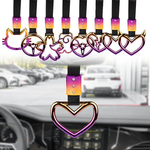 1pcs Colorful Car Tow Strap Tsurikawa Ring Heart JDM Train Bus Handle Hand Strap Styling Drift Charm Strap Auto Accessories