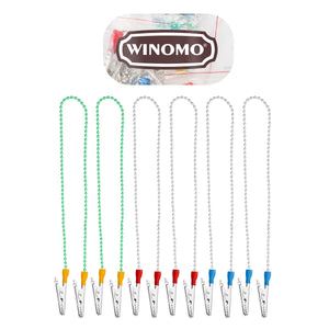 WINOMO 6pcs Metal Neck Strap Napkin Clip Lanyard Neck Strap Baby Elderly Adult Towel Apron Bib Clip and Ball Chain Clips