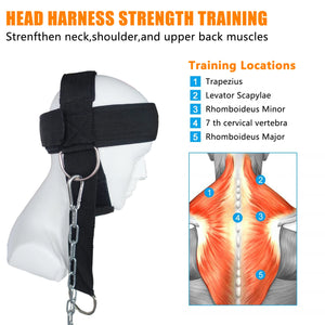 Head Neck Lifting Strap with Chain Adjustable  Harness  Trainer for Home Gym Weightlifting Bodybuilding Barbell Workout