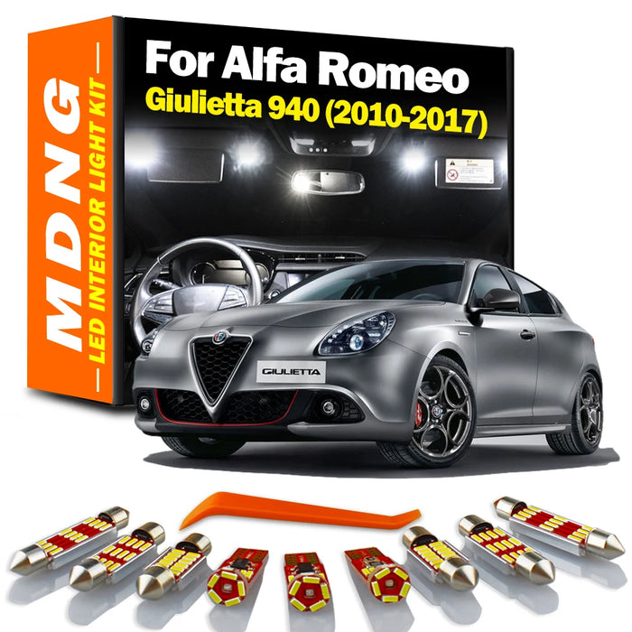 MDNG 13Pcs Canbus Auto LED Bulbs Interior Map Trunk Door Dome Light Kit For Alfa Romeo Giulietta 940 (2010-2017) Car Accessories