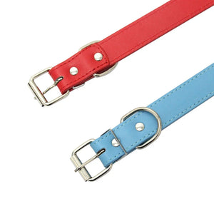 Solid Color Leather Dog Collar Adjustable Cat Necklace Puppy Neck Strap Suitable For Medium And Small Dogs Pet Supplies XS-XL