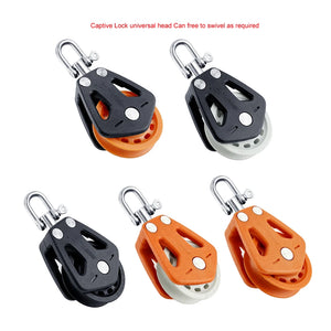 Boat Accessories Single Pulley High Load Sheave Block Universal Head Single Pulley Swivel Shackle Sailboat Plain Bearing Block