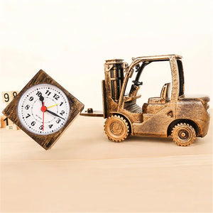 Unique Retro Digital Clock Ornament with Forklift Design, Perfect for Student Bedside