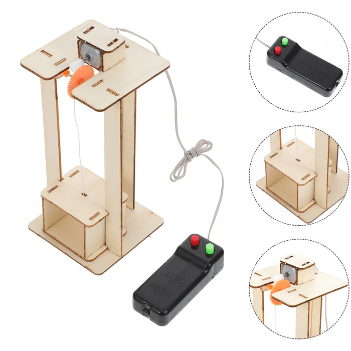 Teenager Wooden Elevator Function Principle Toys DIY Assembled Electric Lift Toys for Children Science Experiment Material Kits