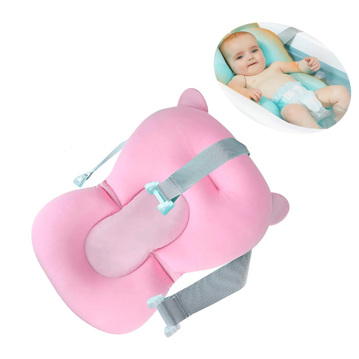 Baby Bathing Seat Non-slip Nursing Security Bathtub Support Mat Netting Travel Comfort Toddler Cushion Pad with Straps