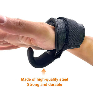 Leather Weight Lifting Hook Gym Fitness Weightlifting Non-slip Heavy Duty Steel Strong Load Capacity Wrist Strap Hook  Pull-up