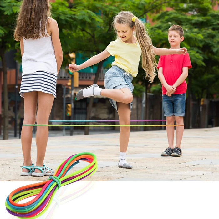 Rainbow Elastic Rubber Jump Rope Kids Adults Fitness Exercise Outdoor Fun Games Juegos De Exterior Para Niños Y Adultos