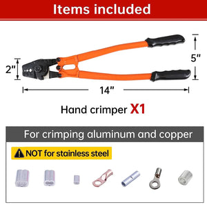 14''Hand Swager Crimper Tool for Aluminum Copper Sleeve Ferrules - Crimping Pliers for 1.5-3.5mm Cable Railing End Fittings