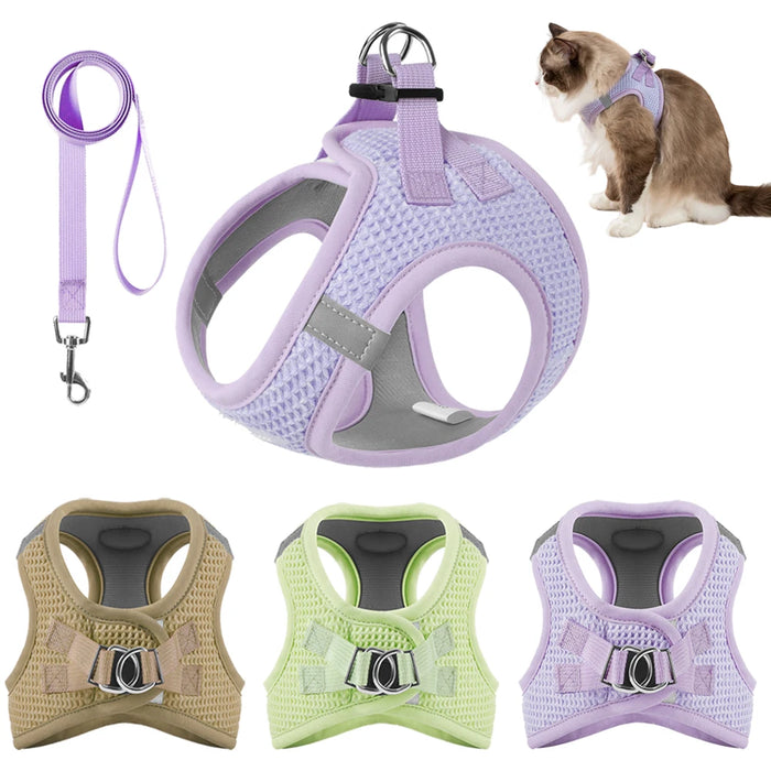 Reflective Cat Harness Leash Set for Small Dogs Cats Harness Vest Puppy Walking Chest Strap Kitten Leash Lead Set Dog Accessorie