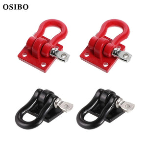 2pcs Metal Climbing Trailer Tow Hook Hooks Buckle, Winch Shackles Accessory For 1/10 Scale RC Crawler Truck D90 SCX10 Red Black