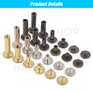 10Pcs Leather Craft Chicago Screws Solid Round Head Nail Studs Rivets Bolt For Luggage Clothes Bag Strap Shoes Belt Decorations