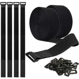 5Meter Reusable Fastening Cable Straps Cable Ties with 20Pcs Buckles Adjustable Nylon Hook and Loop Cinch Strap Secure Cord Ties