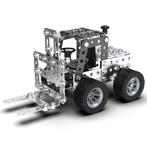 Metal Assembly Block Toy Simulation Forklift Excavator Car Model Children DIY Screws And Nuts Assembly Vehicle Boys Gifts