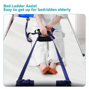 Lefeke Portable Webbing Rope Bed Ladder Pull Up Sitting Assist Sling Rope Bed Caddie Ladder Get Up Aid Belt Elderly Assist Strap
