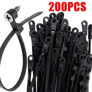 Creative Nylon Cable Ties with Screw Hole Mount Self Locking Loop Wrap Bundle Ties Strap DIY Office Cables Wire Fasten Organizer