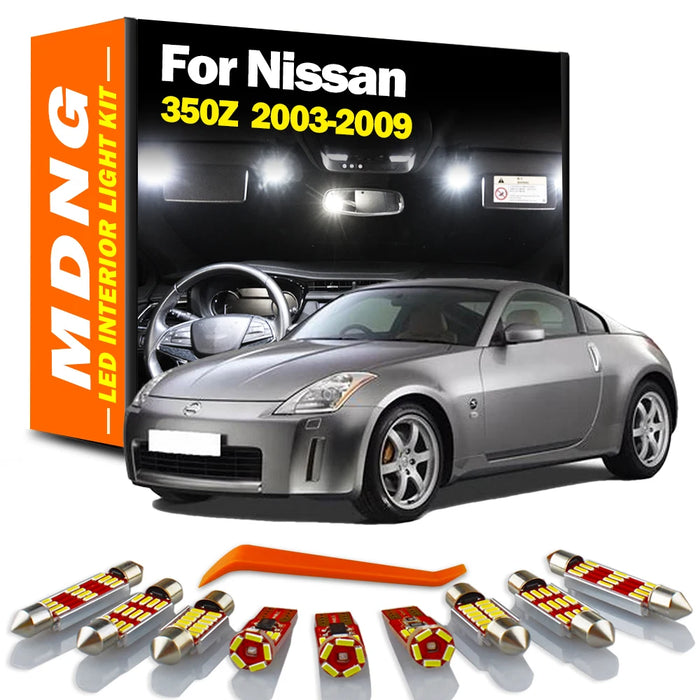 MDNG 7Pcs Canbus LED Interior Lights Kit For Nissan 350Z 2003 2004 2005 2006 2007 2008 2009 Map Trunk Reading License Plate Lamp