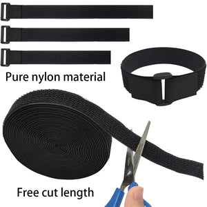 5Meter Reusable Fastening Cable Straps Cable Ties with 20Pcs Buckles Adjustable Nylon Hook and Loop Cinch Strap Secure Cord Ties