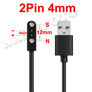 2pins 4pins Smartwatch Dock Adapter Charge Cable USB Charging Cord Rope Power Line Wire for Adult/Kids Smart Watch Juicer Device