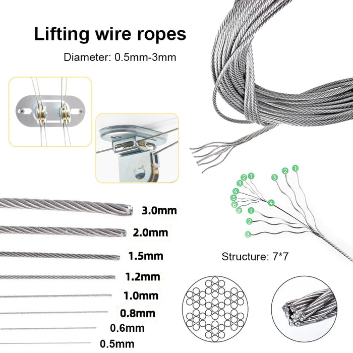 5/10m stainless steel wire rope 7*7 structure soft fishing cable lifting rope lifting rope pull rope drying rack wire rope