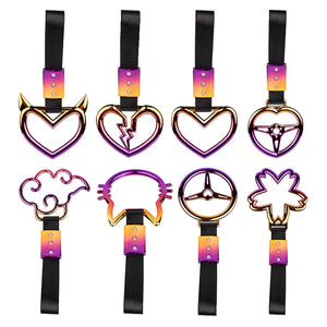 1pcs Colorful Car Tow Strap Tsurikawa Ring Heart JDM Train Bus Handle Hand Strap Styling Drift Charm Strap Auto Accessories