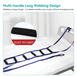 Lefeke Elderly Get Up Aid Disabled Get Up Assist Belt Bed Ladder Assist Strap Pull Up Sit Up Wake Up Rope Ladder with 6 Handrail