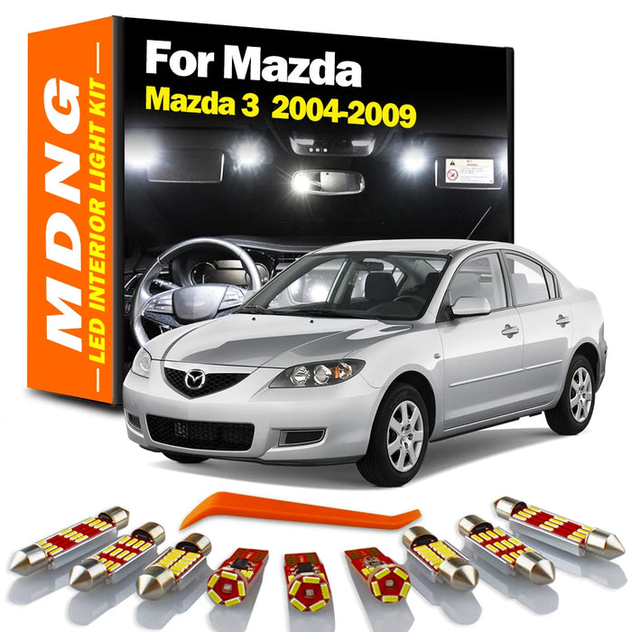 MDNG 8Pcs Canbus LED Interior Light Kit For Mazda 3 2004 2005 2006 2007 2008 2009 Map Reading Dome Trunk Lamp Car Led Bulbs