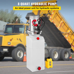 Hydraulic Power Unit 8 Quart Hydraulic Pump Single Acting Hydraulic Pump for Dump Trailer Car Lifting 12V DC 8L